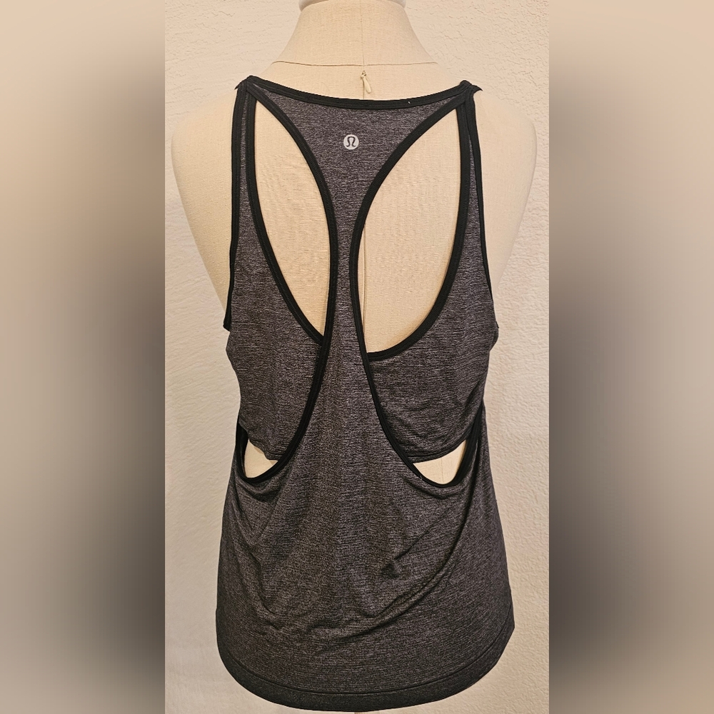 LULULEMON Run the Day Racer Back Layered Tank Dark Grey. 10-12, see details